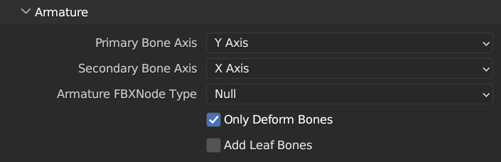 Blender Export - Armature Section